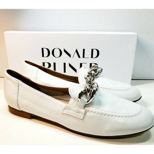 $178 Donald J Pliner Nolin Tumbled Calf Loafer Flats Shoes White - New Size 9